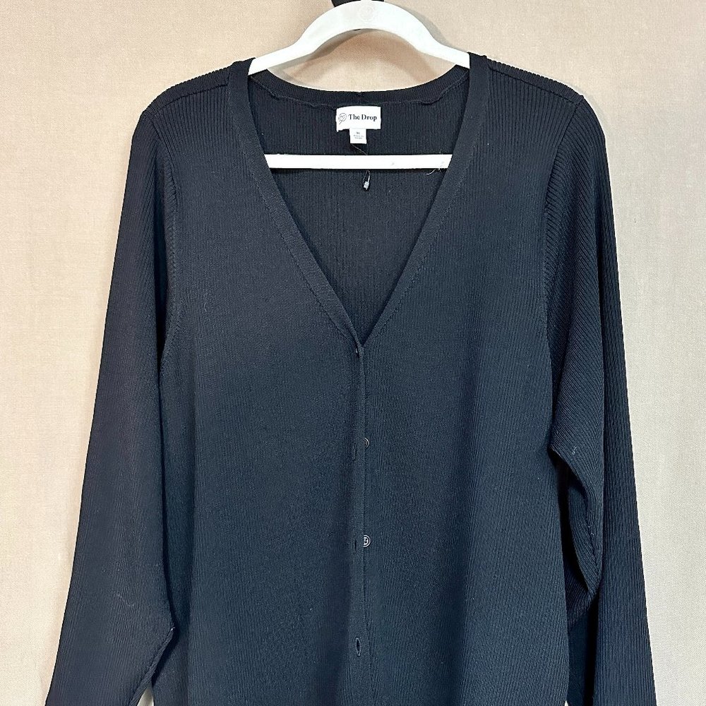 The Drop Women's Plus Size 3X Black Button Up Cardigan Basic Capsule Staple